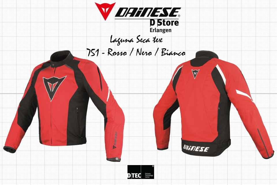 New Dainese Laguna Seca Tex Men Jacket Rosso Nero Bianco Size 44 Ebay