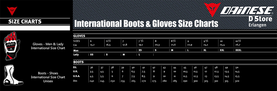 Dainese Boot Size Chart