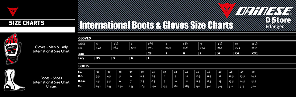 Dainese Boots Size Chart